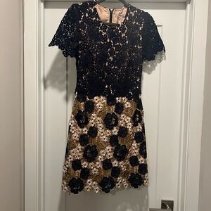 Whistles Black and Gold Floral Mini Dress